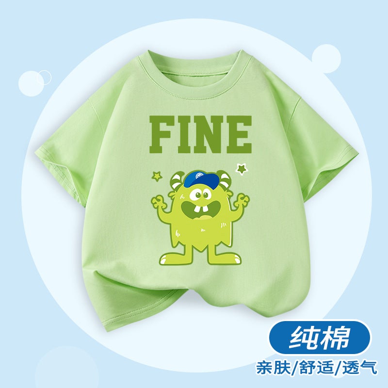 Boys Short-Sleeved T-Shirt New Cartoon Printed Children'S Loose Summer Cotton Breathable Top Boys Casual Children'S Wear - Image 1