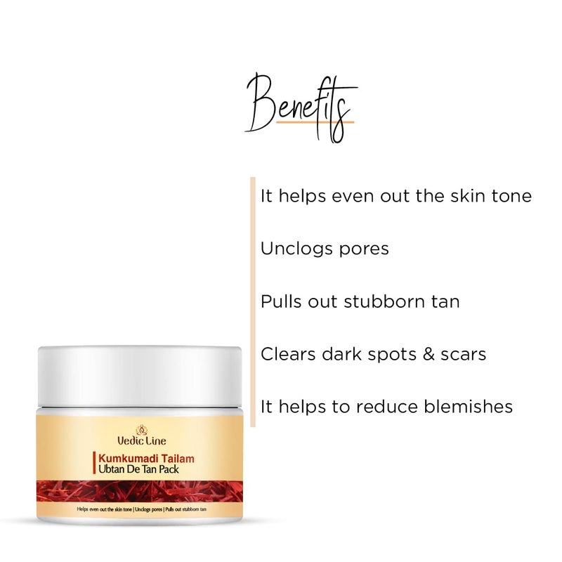 Vedic Line Vedic Line Kumkumadi Tailam De Tan Ubtan Fades Tan Blemishes  Pigmentation With Sesame Seed Oil And Aloe Barbadensis Leaf Juice For Dewy Glow Skin 100Ml - Image 2