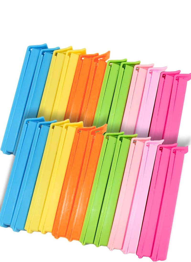 yIFeNG - 24 PCS Plastic Chip Clips for Food Packages, Curved Design Sealing Bag Clips for Food, Kitchen and Home, Assorted Size Plastic Bag Sealing Clips for Snack Coffee Potato Chip Food Storage Bag - Image 1