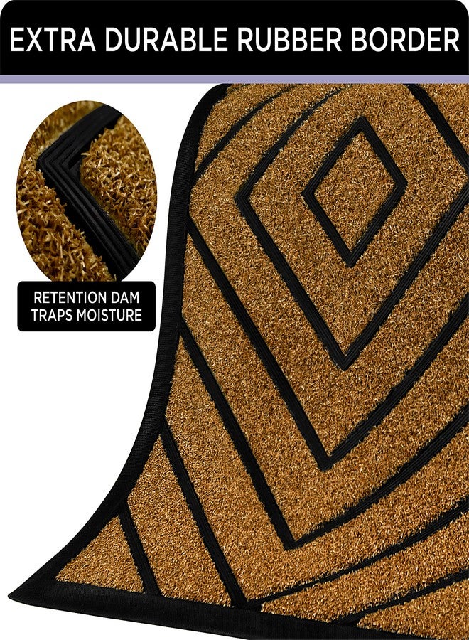 ubdyo 2 Pack Extra Durable Door Mat Outdoor Entrance - Muddy Dirt Trapping Outdoor Mats - Low Pile Front Door Outside Entrance - Anti Slip Indoor Doormat - Bright Brown - Image 2