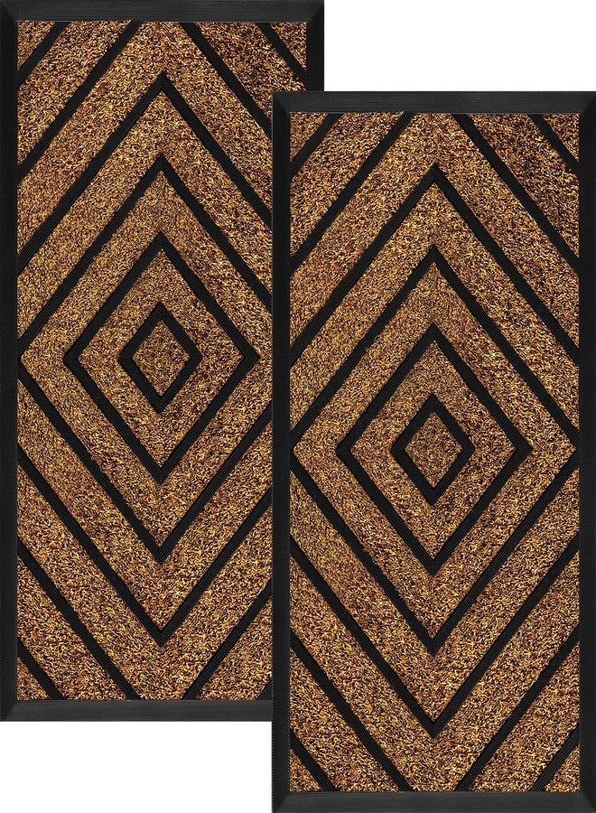 ubdyo 2 Pack Extra Durable Door Mat Outdoor Entrance - Muddy Dirt Trapping Outdoor Mats - Low Pile Front Door Outside Entrance - Anti Slip Indoor Doormat - Bright Brown - Image 1