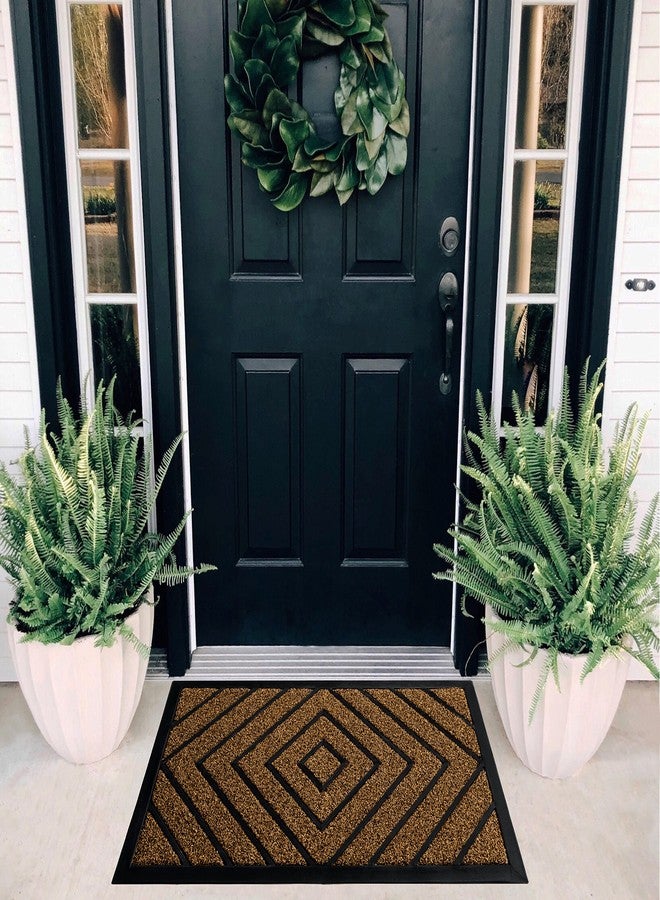 ubdyo 2 Pack Extra Durable Door Mat Outdoor Entrance - Muddy Dirt Trapping Outdoor Mats - Low Pile Front Door Outside Entrance - Anti Slip Indoor Doormat - Bright Brown - Image 3