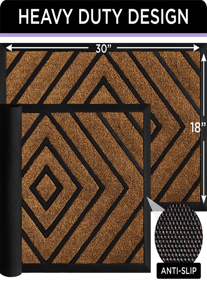 ubdyo 2 Pack Extra Durable Door Mat Outdoor Entrance - Muddy Dirt Trapping Outdoor Mats - Low Pile Front Door Outside Entrance - Anti Slip Indoor Doormat - Bright Brown - Image 4