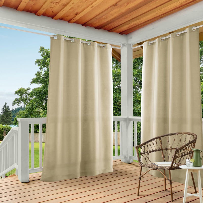TOWN & COUNTRY BASICS TOWN  COUNTRY BASICS Cabana Solid Heavyweight Indoor Outdoor Curtains Light Filtering Opacity with Grommet Top Water Repellent 2Pack Set 54x108 Natural 