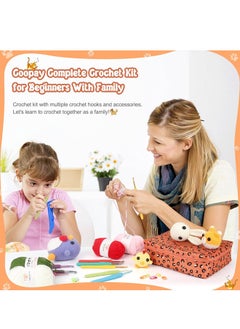 Topyich 58PCS Portable Beginners Crochet Set Kit Ergonomic Crochet Hooks Travel Knitting with Crochet Yarn  - Image 3