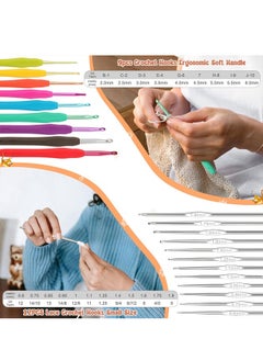 Topyich 58PCS Portable Beginners Crochet Set Kit Ergonomic Crochet Hooks Travel Knitting with Crochet Yarn  - Image 4