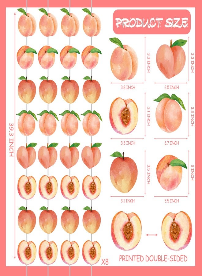 اوموني لوازم حفلات أعياد الميلاد على شكل خوخ، 8 قطع من أكاليل الخوخ، زينة حلوة مثل الخوخ، لافتات أكاليل ورقية معلقة بموضوع الفاكهة من أجل "الخوخ الصغير الحلو في الطريق" وديكور حفل استقبال الطفل وحفل الزفاف - Image 2