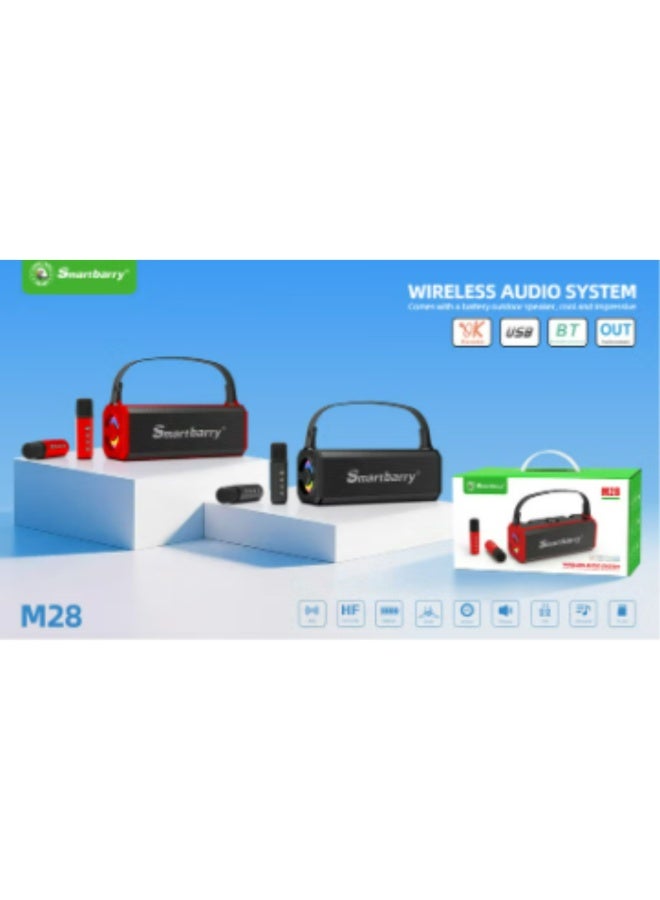 Smartbarry M28 Portable Karaoke Machine Wireless Bluetooth Speaker With two Microphones - Red - Image 2