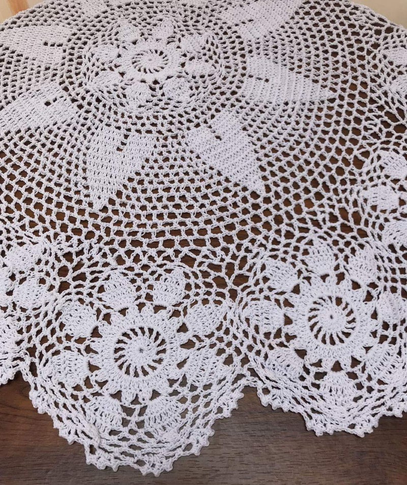 Damanni White Cotton Handmade Crochet Lace Tablecloth Doilies Round 24 Inch - Image 4