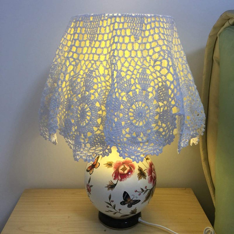 Damanni White Cotton Handmade Crochet Lace Tablecloth Doilies Round 24 Inch - Image 2