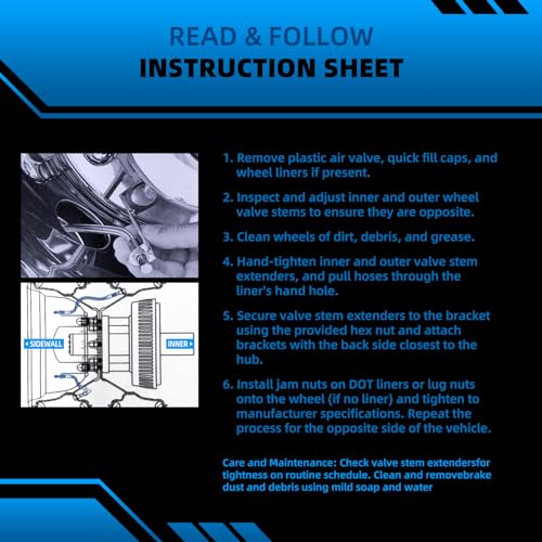 Mavnai Double Tires Air Inflation Kit, Valve Stem Extension, Valve Stem Extenders, Dual Tire Air Inflation Kit, Tire Valve Extension Tube Kit for Tire Inspection, Easy Connecting to Tire Valves and Equipment - Image 5