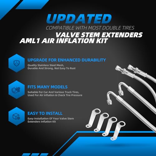 Mavnai Double Tires Air Inflation Kit, Valve Stem Extension, Valve Stem Extenders, Dual Tire Air Inflation Kit, Tire Valve Extension Tube Kit for Tire Inspection, Easy Connecting to Tire Valves and Equipment - Image 2