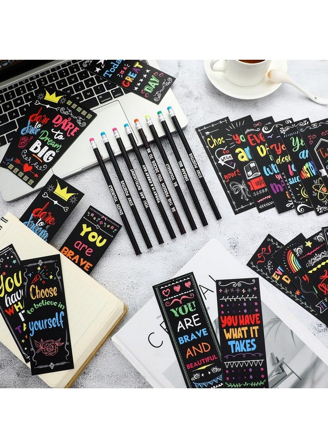 تيكيونايت مجموعة من 240 قلم رصاص ملهم وعلامات مرجعية ملهمة، 120 علامة مرجعية ملهمة، 120 قلم رصاص متغير اللون من ثيرموكروميك لهدايا المكافأة للطلاب والمعلمين - Image 5