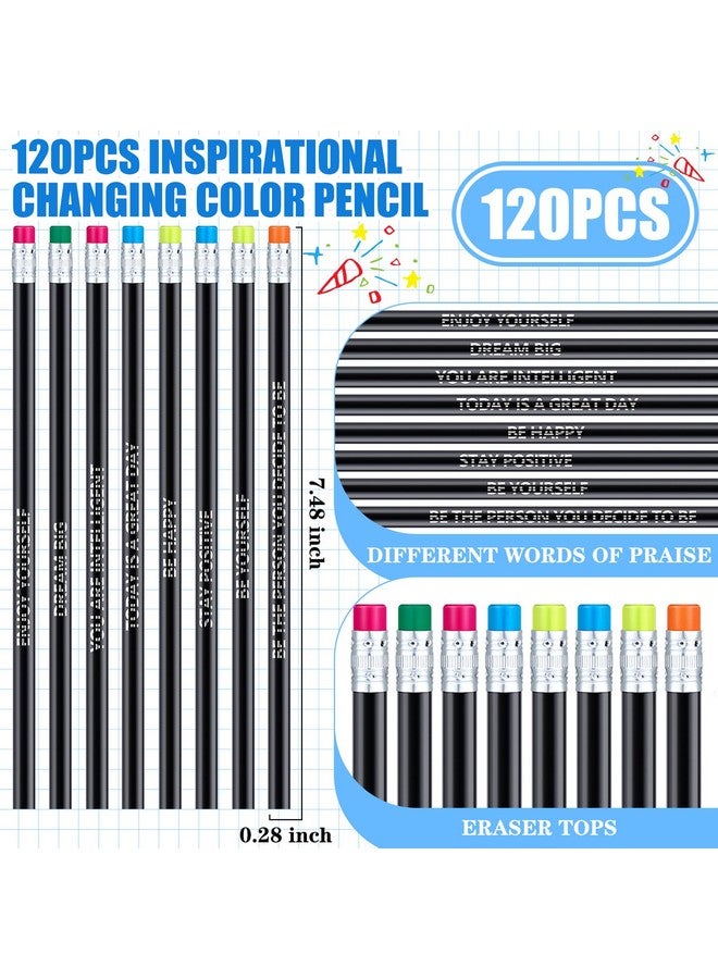 تيكيونايت مجموعة من 240 قلم رصاص ملهم وعلامات مرجعية ملهمة، 120 علامة مرجعية ملهمة، 120 قلم رصاص متغير اللون من ثيرموكروميك لهدايا المكافأة للطلاب والمعلمين - Image 3