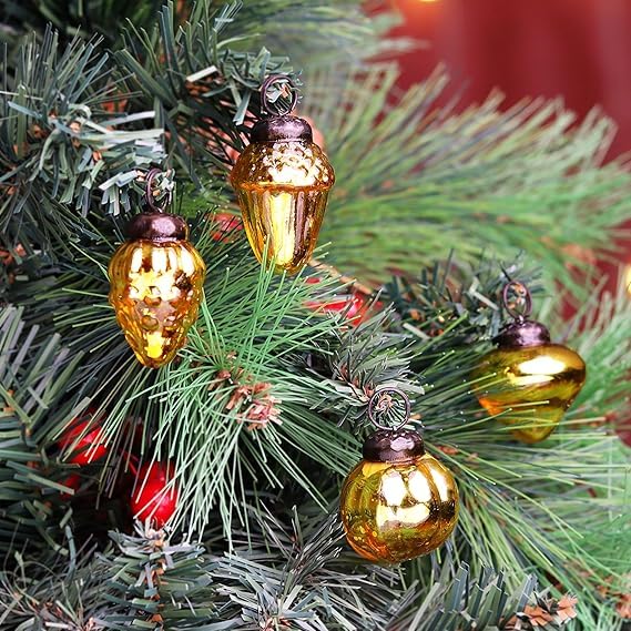 Indian-Shelf 50 Pieces Glass Silver Gold Christmas Ornaments Decorative Mercury Mini Vintage Bulk Hanging Ornaments for Halloween Christmas Tree New Year Valentine Day Holidays Event and Wedding Party Decor - Image 3