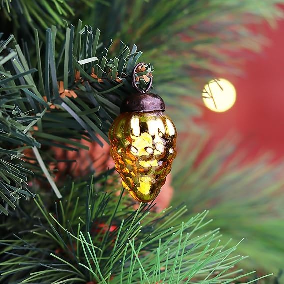 Indian-Shelf 50 Pieces Glass Silver Gold Christmas Ornaments Decorative Mercury Mini Vintage Bulk Hanging Ornaments for Halloween Christmas Tree New Year Valentine Day Holidays Event and Wedding Party Decor - Image 4