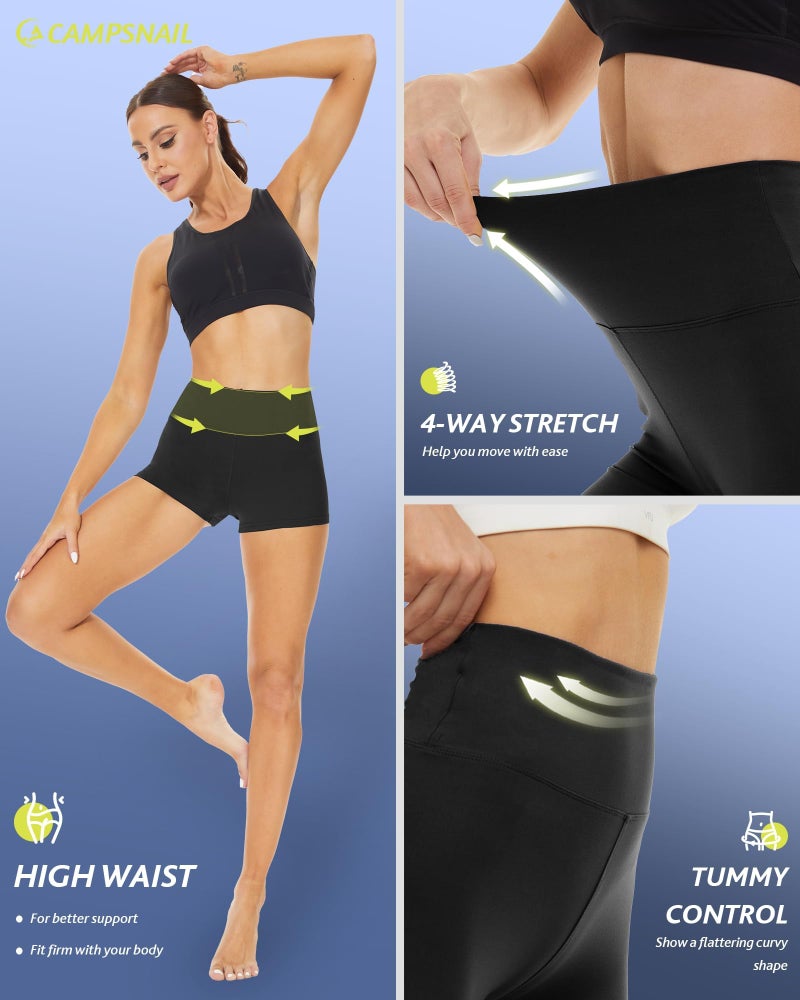 CAMPSNAIL Workout Biker Shorts Women - 3"/5"/8" High Waisted Tummy Control Spandex Booty Volleyball Shorts for Yoga Dance - Image 4