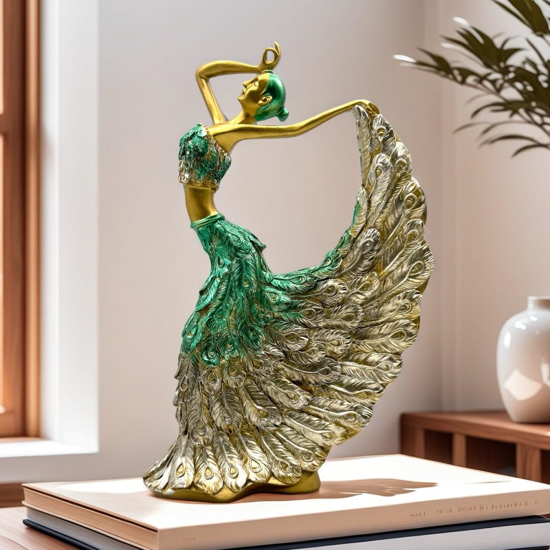 XINDAM Elegant Peacock Art Figurine Dancer Statue Decorative Home & Office Figurines Home Office Display Craft Living Room Decor Ornaments for Tabletop - Image 1