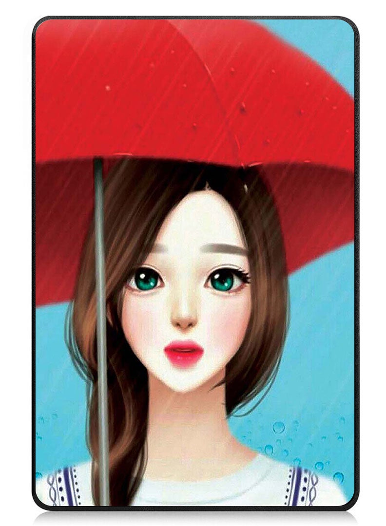 Theodor Protective Flip Case For OnePlus Pad 2 (2024) & OnePlus Pad Pro (2024) With Trifold Stand Auto Wake Sleep Shockproof Cover Girl with Red Umbrella - Image 1