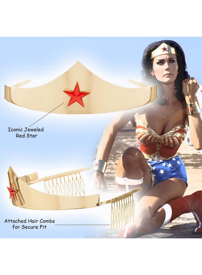 بايو وورلد تاج وندر وومن الذهبي من دي سي كوميكس مع نجمة الجوهرة الحمراء - Image 1