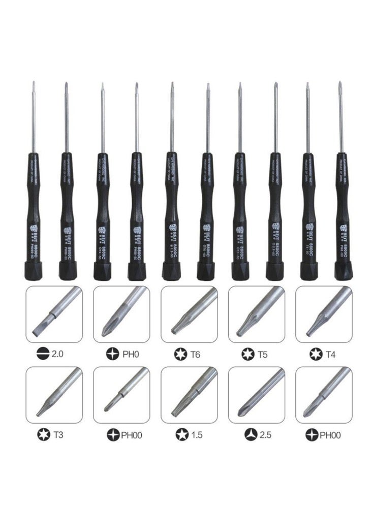 بست مجموعة أدوات إصلاح دقيقة "BEST BST-8800C" 10 في 1 – مفكات دقيقة ومستلزمات إصلاح متخصصة. - Image 2
