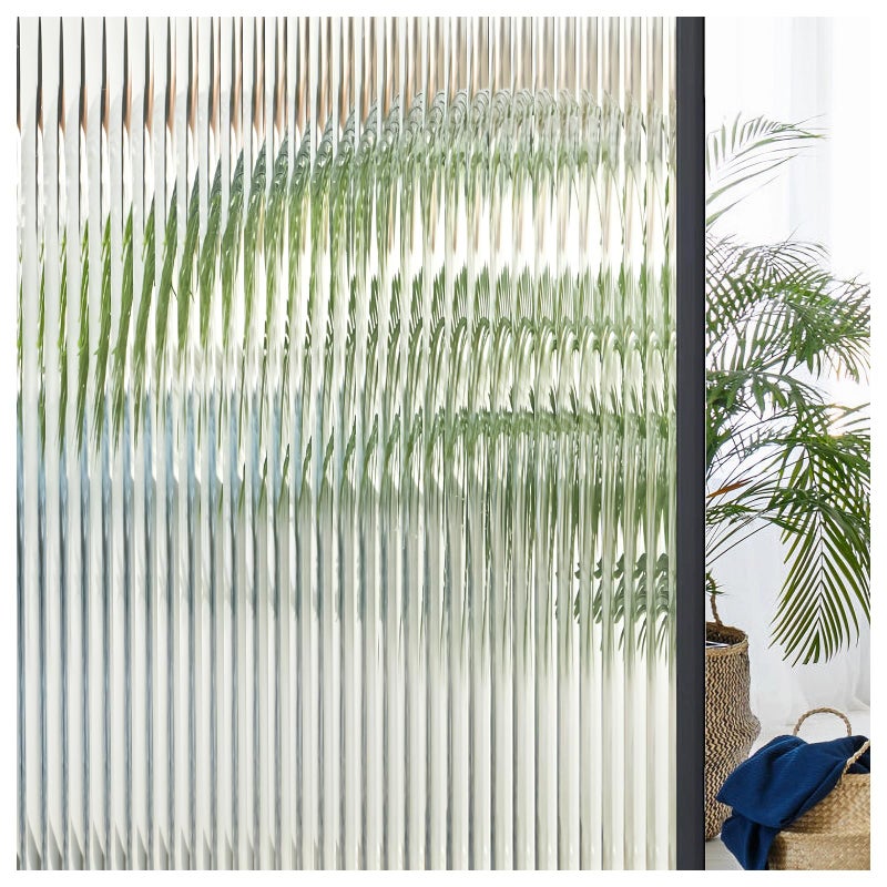 Reeded Glass Window Film Privacy: Frosted Window Privacy Film 3D Adhesive Decorative Vinyl Static Cling UV Blocking Privacy Film for Glass Windows Door Home (Pure, 44.5 * 200cm)