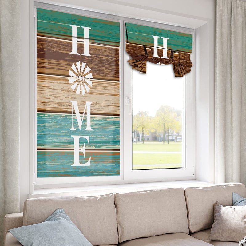 BEMIGO Door Curtains for Door Windows  Vintage Windmill Wood Door Window Curtains for French Glass Door  Privacy Thermal Insulated Tie Up Door Shades  Farmhouse Retro Small Window Curtains 26 x 42 inch - Image 4