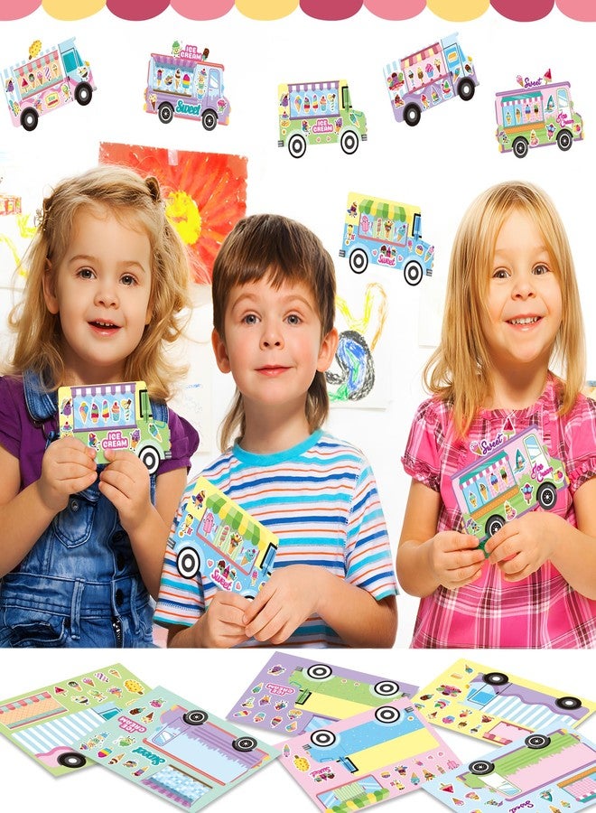 CY2SIDE Ice-Cream Truck Face Sticker - 36PCS Summer Ice Cream Cart Scene Make a Face Sticker Sheet for Kids Make Your Own Dessert Truck Shop Scene with Sweets Craft Games for Kids Classroom Activities - Image 5