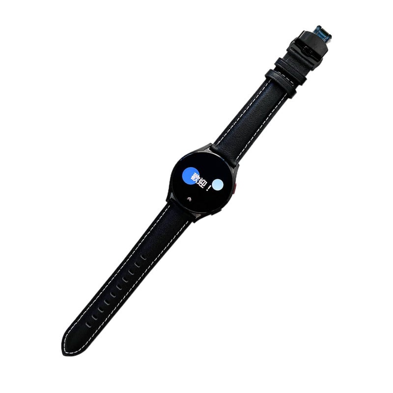 Adjustable Leather Classic Strap Smartwatch Band Compatible with Samsung Galaxy Watch 5 with Fit Replacement Strap Blue - Image 4