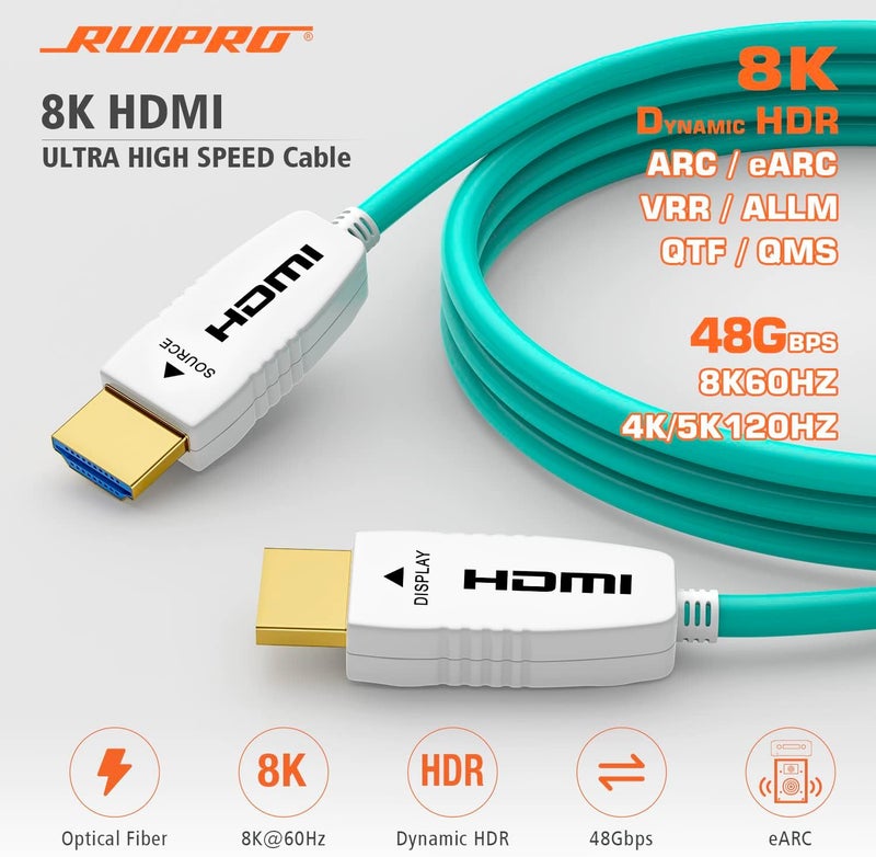 HDMI 2.1 Cable 8K 15M Fiber Optic Ultra High Speed 48Gbps - Image 2