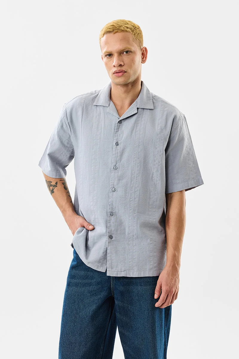SNITCH 100% Cotton Textured Cuban Collar Box Fit Shirt