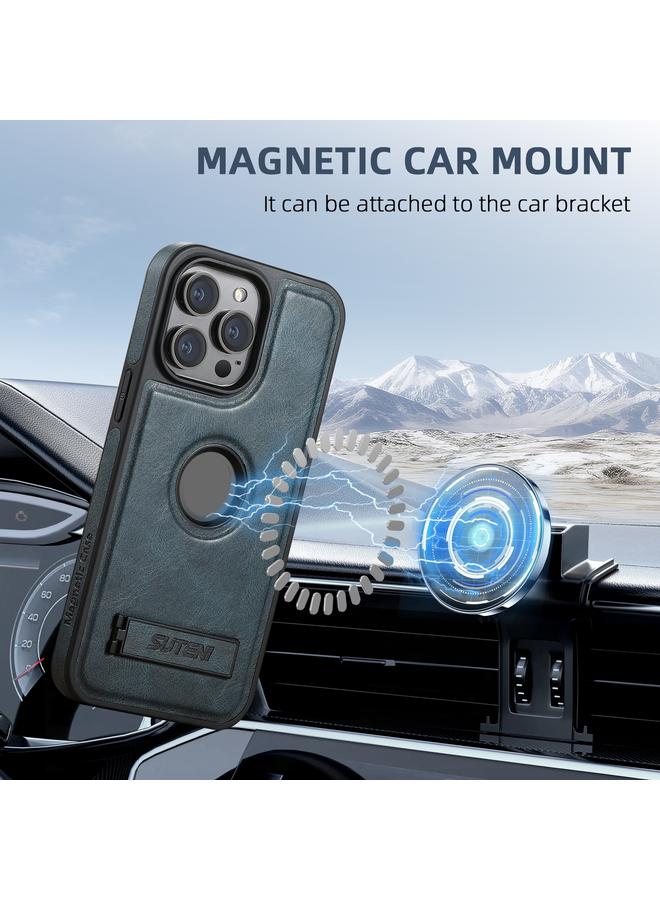 Suteni Case For iPhone 16 Pro Max G2 Magsafe Oil Wax Leather Back Phone Case with Holder - Image 3