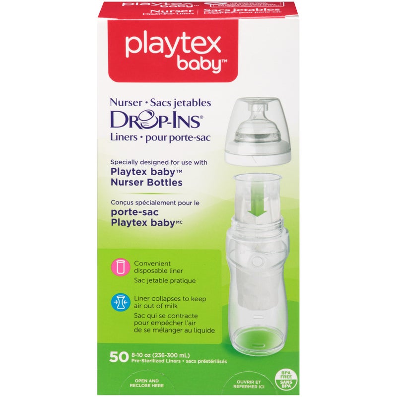 playtex baby Diaper Genie Playtex Nurser DropIns Baby Bottle Disposable Liners Closer to Breastfeeding 8 Oz 50 Count