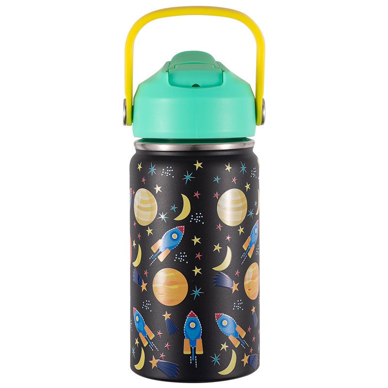 Space Bottle 'S Popular Cartoon Thermos Cup 304 Stainless Steel Straw Carrying Environmental Protection Thermos Cup Cartoon Cute - Image 1