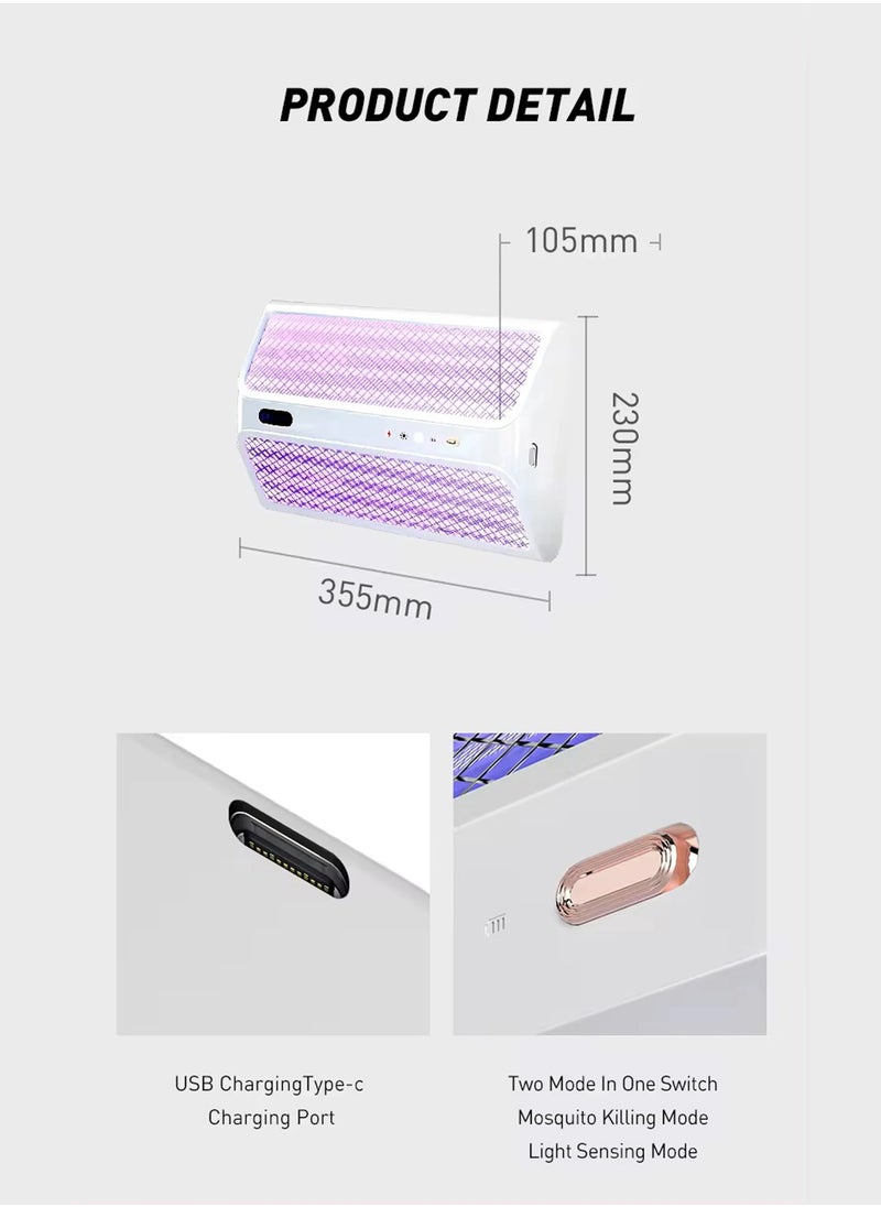 Generic - Powerful Rechargeable Mosquito Killer Lamp - Dual-Sided Bug Zapper with Automatic Voltage Regulation, Advanced Low Power Technology, and Protective Net, Indoor & Outdoor Insect Control for Home, Office, Restaurants, Hospitals, White - Image 1