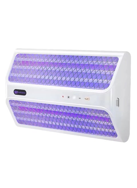 Powerful Rechargeable Mosquito Killer Lamp - Dual-Sided Bug Zapper with Automatic Voltage Regulation, Advanced Low Power Technology, and Protective Net, Indoor & Outdoor Insect Control for Home, Office, Restaurants, Hospitals, White