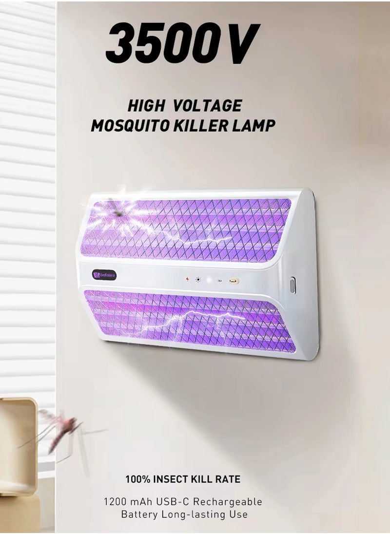 Generic - Powerful Rechargeable Mosquito Killer Lamp - Dual-Sided Bug Zapper with Automatic Voltage Regulation, Advanced Low Power Technology, and Protective Net, Indoor & Outdoor Insect Control for Home, Office, Restaurants, Hospitals, White - Image 1
