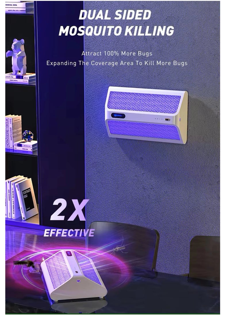 Generic - Powerful Rechargeable Mosquito Killer Lamp - Dual-Sided Bug Zapper with Automatic Voltage Regulation, Advanced Low Power Technology, and Protective Net, Indoor & Outdoor Insect Control for Home, Office, Restaurants, Hospitals, White - Image 1