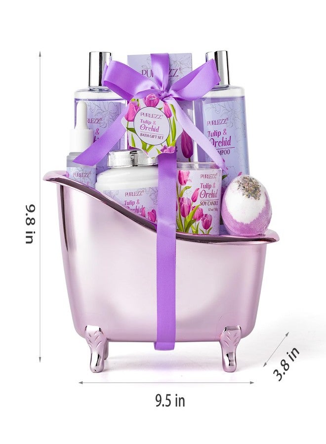 PURLEZZ Spa Gift Basket, Mother's Day Gift for Mom - 8 Pcs Tulip scents Bath & Body Gift Set for Women, Spa Gift Kit, Birthday Gifts, Self Care, Pampering Gifts for Her, All Occasion Holiday Present - Image 4
