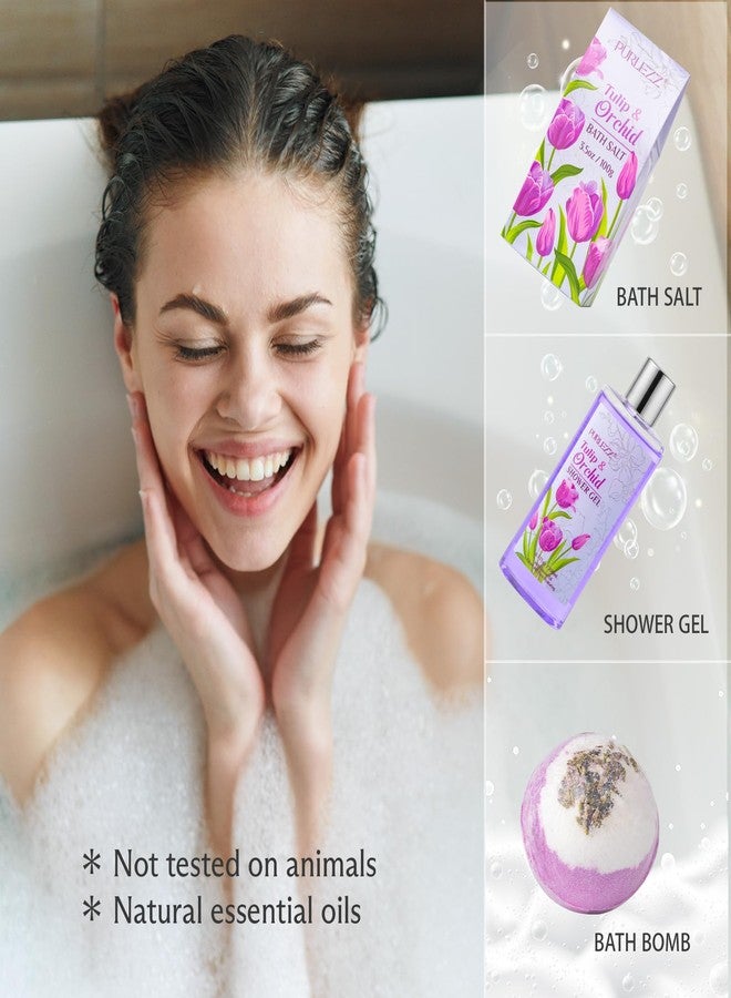 PURLEZZ Spa Gift Basket, Mother's Day Gift for Mom - 8 Pcs Tulip scents Bath & Body Gift Set for Women, Spa Gift Kit, Birthday Gifts, Self Care, Pampering Gifts for Her, All Occasion Holiday Present - Image 3