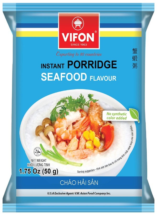 VIFON Instant Porridge Seafood Flavour 50gr, 1 CARTON = 50 BAGS, USFDA, 50 bags x 1.75 Oz (50g) - Image 1