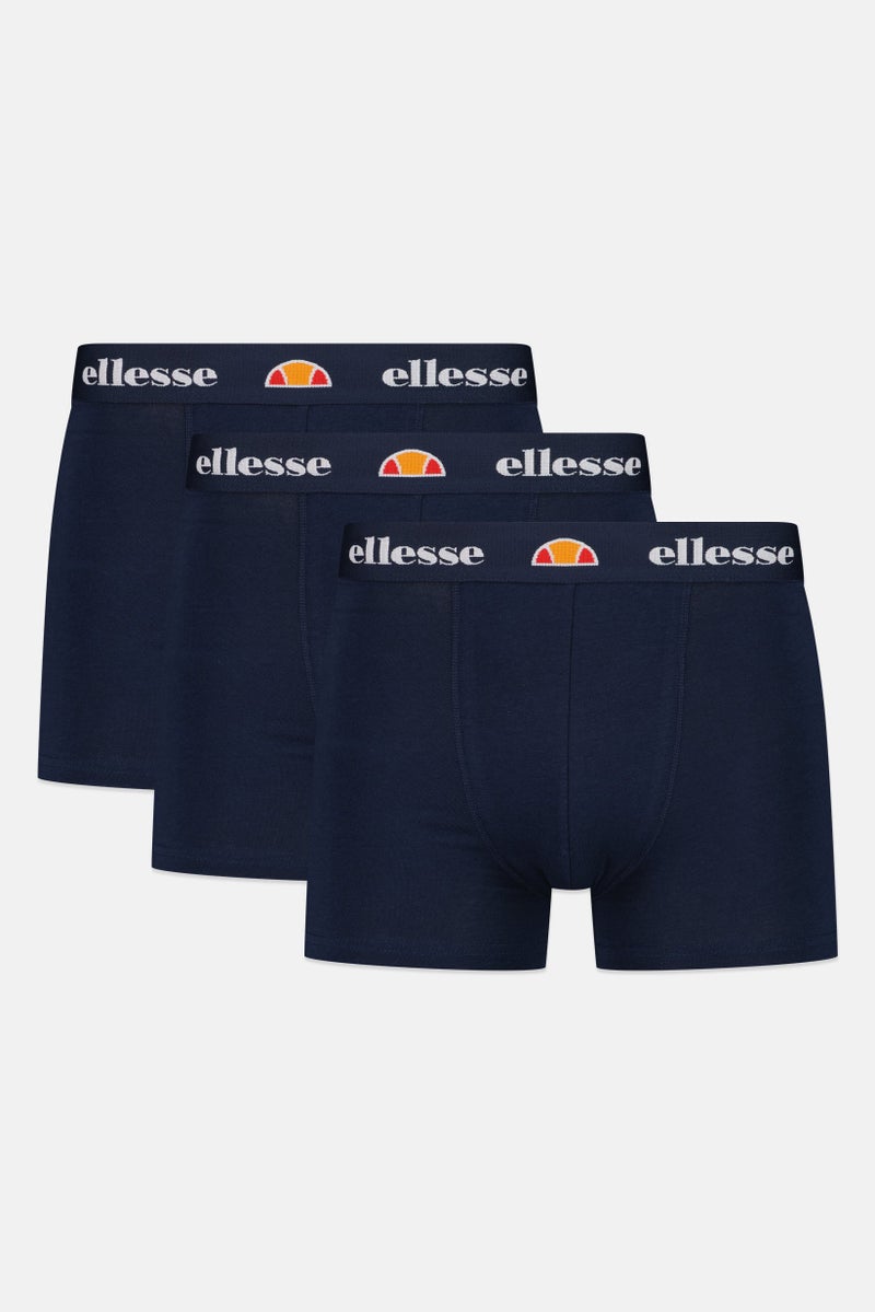 Ellesse Men 3 Pack Brand Logo Trunks, Navy - Image 1