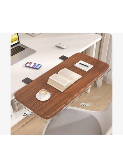 Desktop Extension Hand Support Computer Desk Desk Side Table Board Bracket Keyboard Dormitory Station Board Widened Folding Extension-Pattern:Black Bracket + Teak Color 60*25*1.2