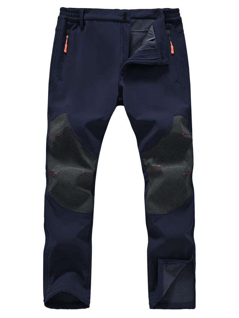 SPOSULEI Mens Ski Waterproof Insulated Pants Fleece Lined Softshell Snow Hiking Snowboard Outdoor Pants with Zipper Pockets Dark Blue 32Wx34L - Image 1