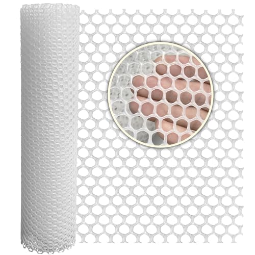 WURJHSONG Plastic Wire Mesh Fence 16in x 10Ft Plastic Chicken Wire Mesh for Poultry Dogs Rabbit Snake Barrier Gardening Versatile Plastic Fencing 16in x 10Ft White - Image 1