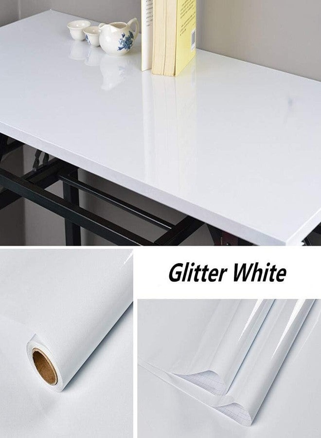 TANONE White Wallpaper 17.7" X 118" Peel and Stick Countertop Wallpaper Glossy Self Adhesive Removable Decorative Upgrade Vinyl Film for Kitchen Countertop Cabinets Table - Image 4