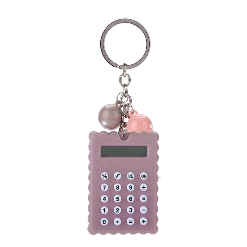 Portable Cute Keychain Calculator Pocket Size Grey Purple Color - Image 2