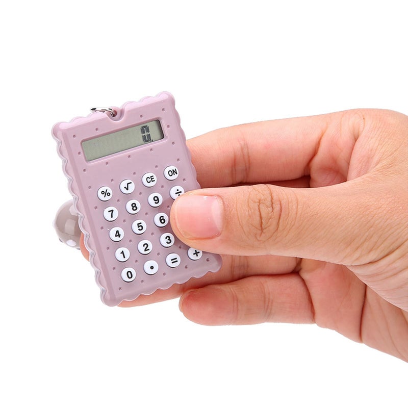Portable Cute Keychain Calculator Pocket Size Grey Purple Color - Image 5
