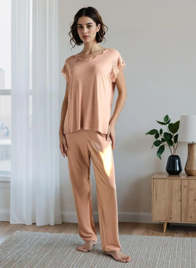 Splash FAV Lace Trim Pyjama Set
