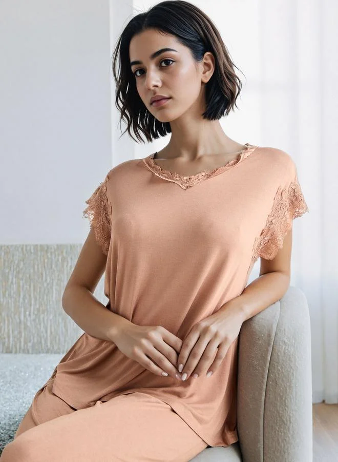 Splash FAV Lace Trim Pyjama Set